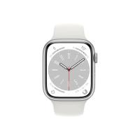 Apple Watch S8 GPS-es (45mm) ezüst alumínium tok, fehér sportszíjas okosóra