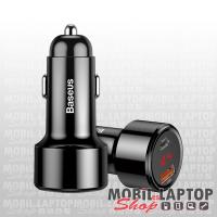 Baseus Magic Series LCD Type-C + Power Delivery + USB QC 45W autós töltő adapter fekete