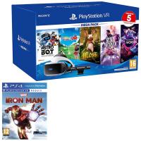 Playstation VR szemüveg + VR kamera v2 + Mega Pack 3 PS4/PS5 játékszoftver csomag + Marvel`s Iron Ma