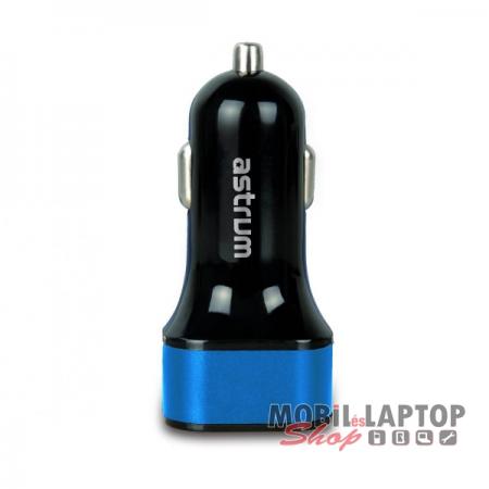 Astrum CC340 fekete - kék autós töltő 3.4A 2USB microUSB adatkábellel