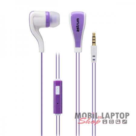 Astrum EB220 univerzális 3,5mm jack lila-fehér sztereó headset mikrofonnal, slim kábellel
