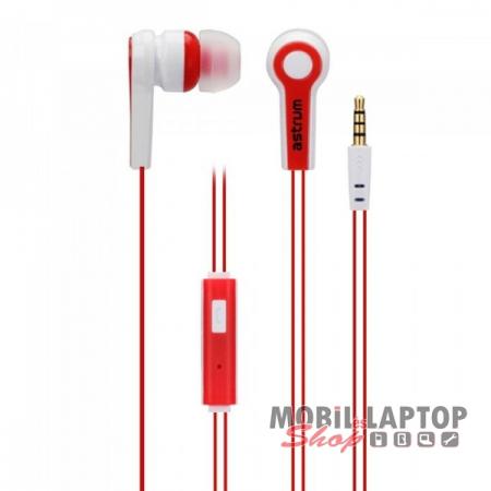 Astrum EB230 univerzális 3,5mm jack piros-fehér sztereó headset mikrofonnal, slim kábellel