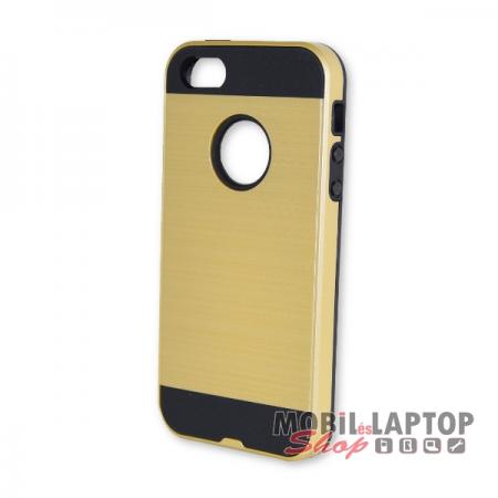 Kemény hátlap Apple iPhone 5 / 5S / SE ütésálló műanyag + gumi arany